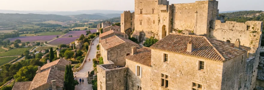 Château de Gordes dominant le village perché et la vallée du Luberon sous lumière matinale
